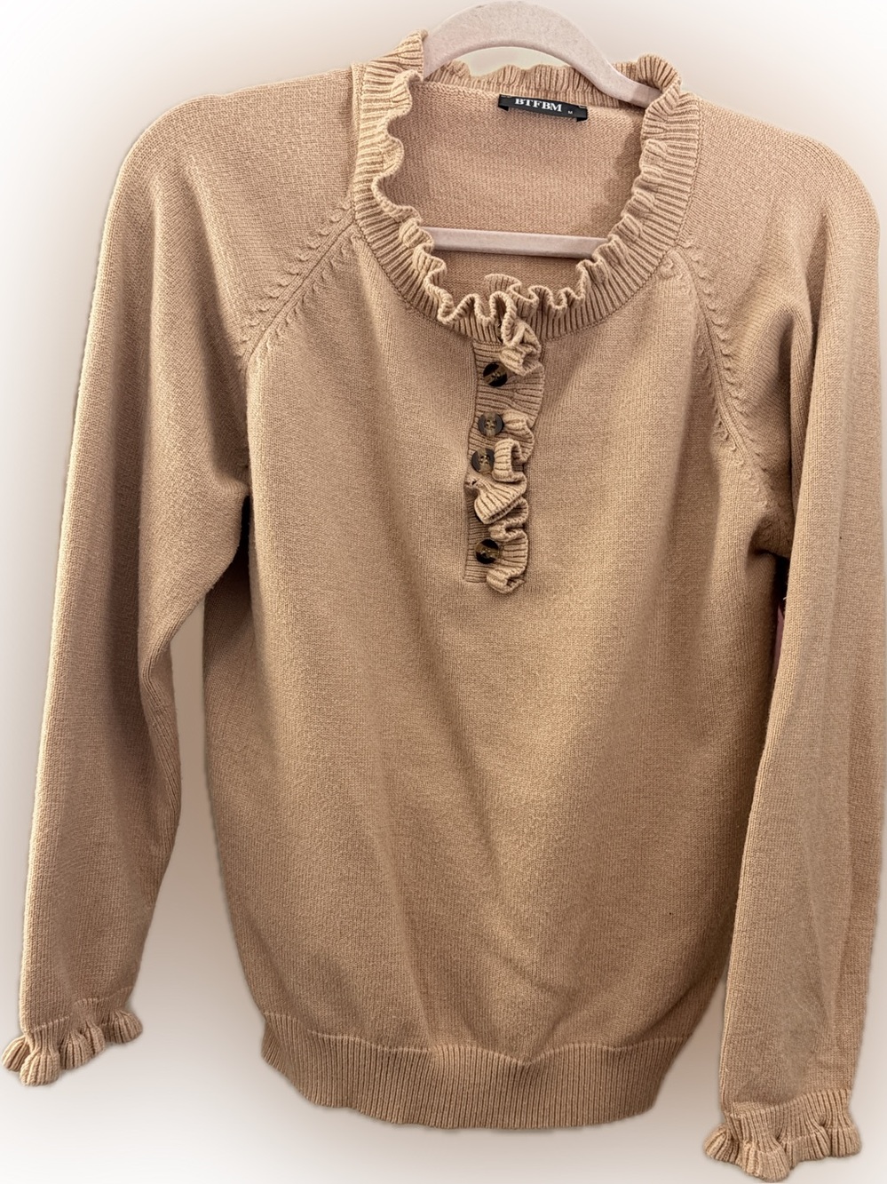 BTFBM Cardigan Button Tan Sweater- Size Medium
